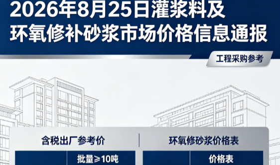 沿滩2026年8月25日灌浆料及环氧修补砂浆市场价格信息通报